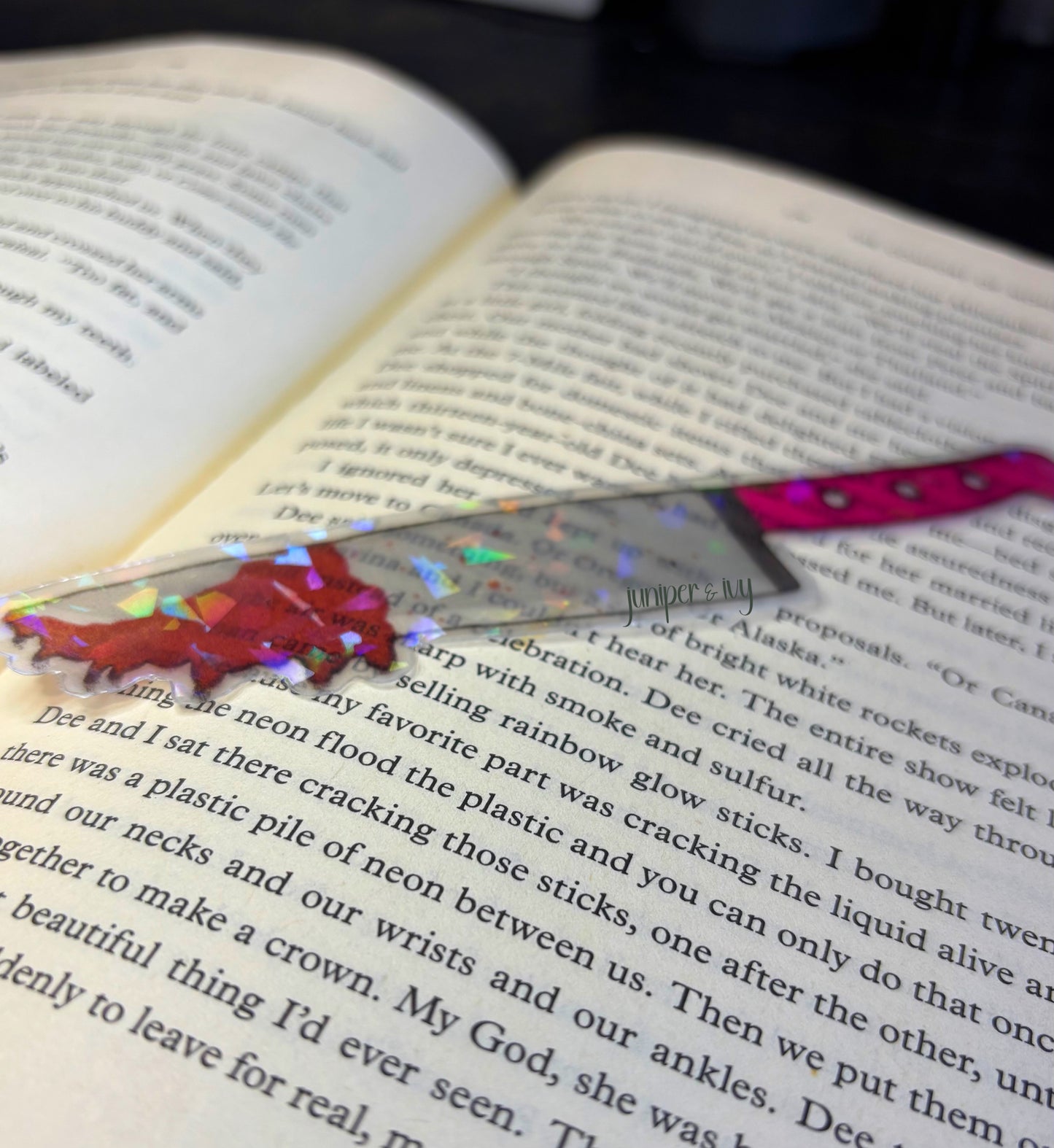 Holographic rainbow transparent knife bookmark