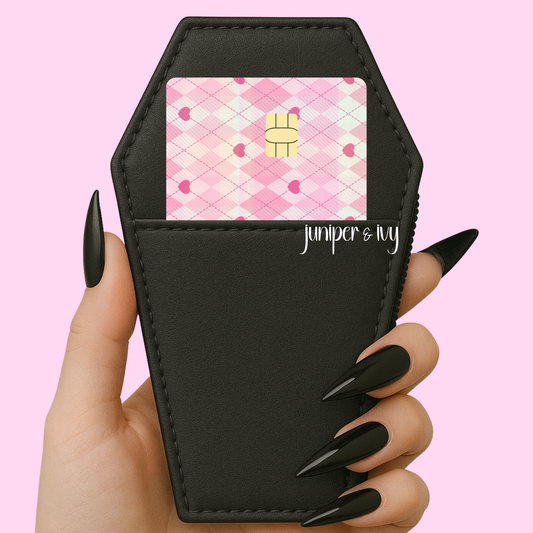 Pink plaid credit card skin