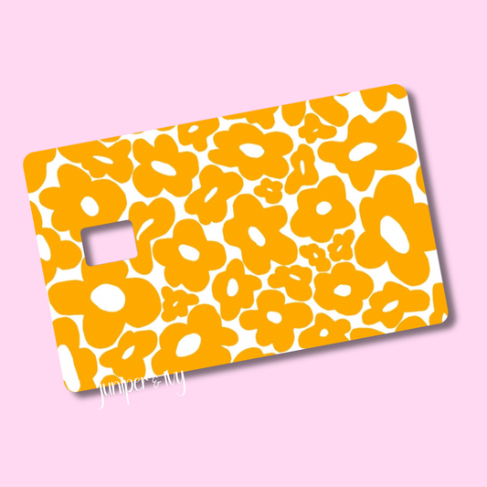 Retro yellow floral credit card skin