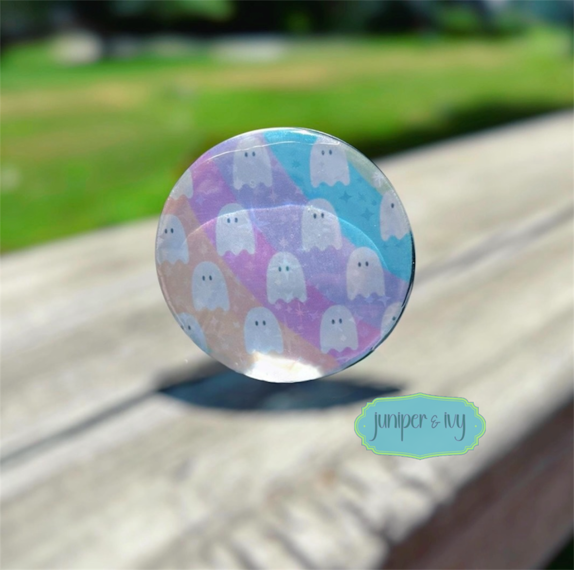 Pastel rainbow ghosties glass dome phone grip