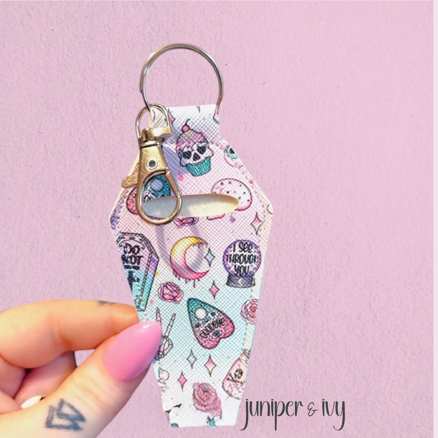 Pastel goth coffin lip balm keychain