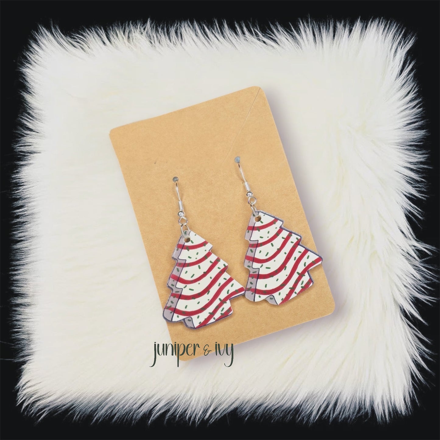 Christmas tree cake earrings