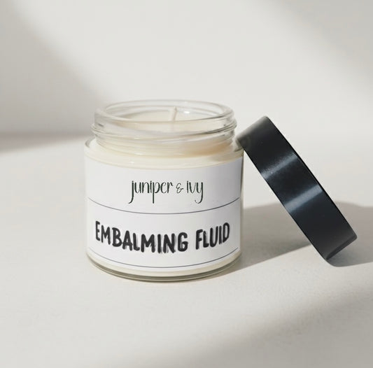 Embalming fluid candle
