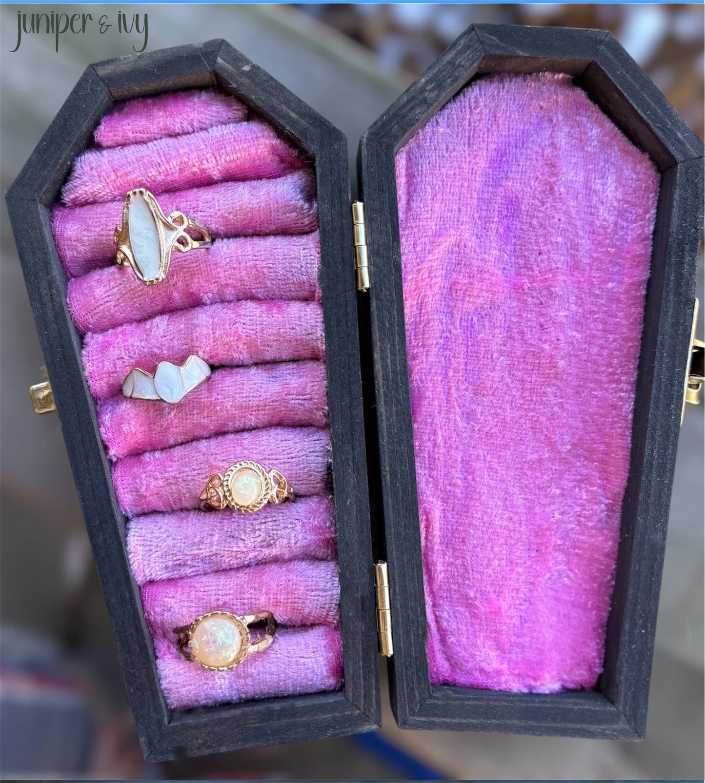 Floral coffin shaped jewelry box