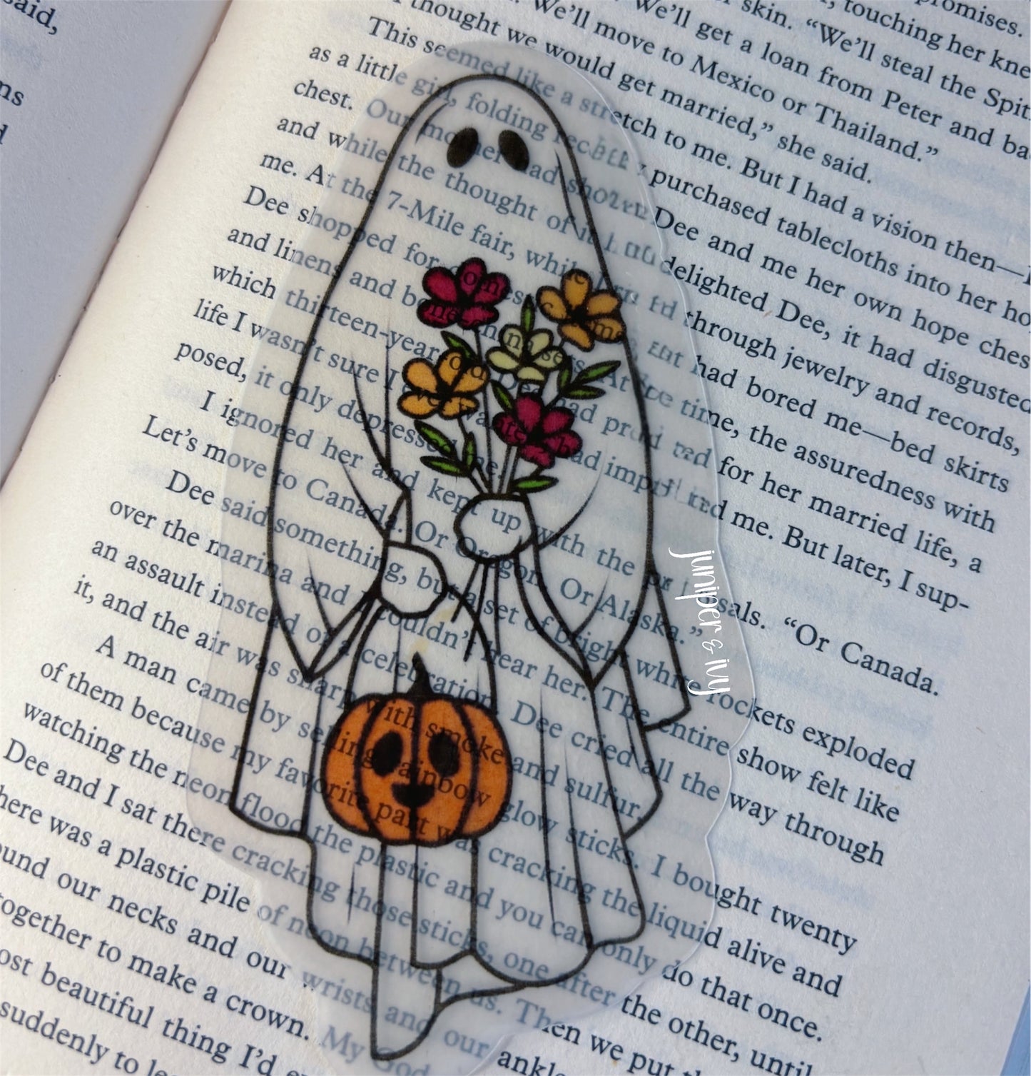 Floral ghost bookmark