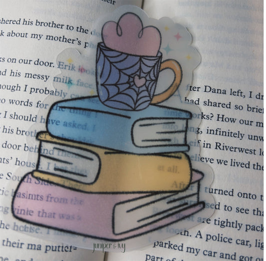 Spooky cute book stack bookmark