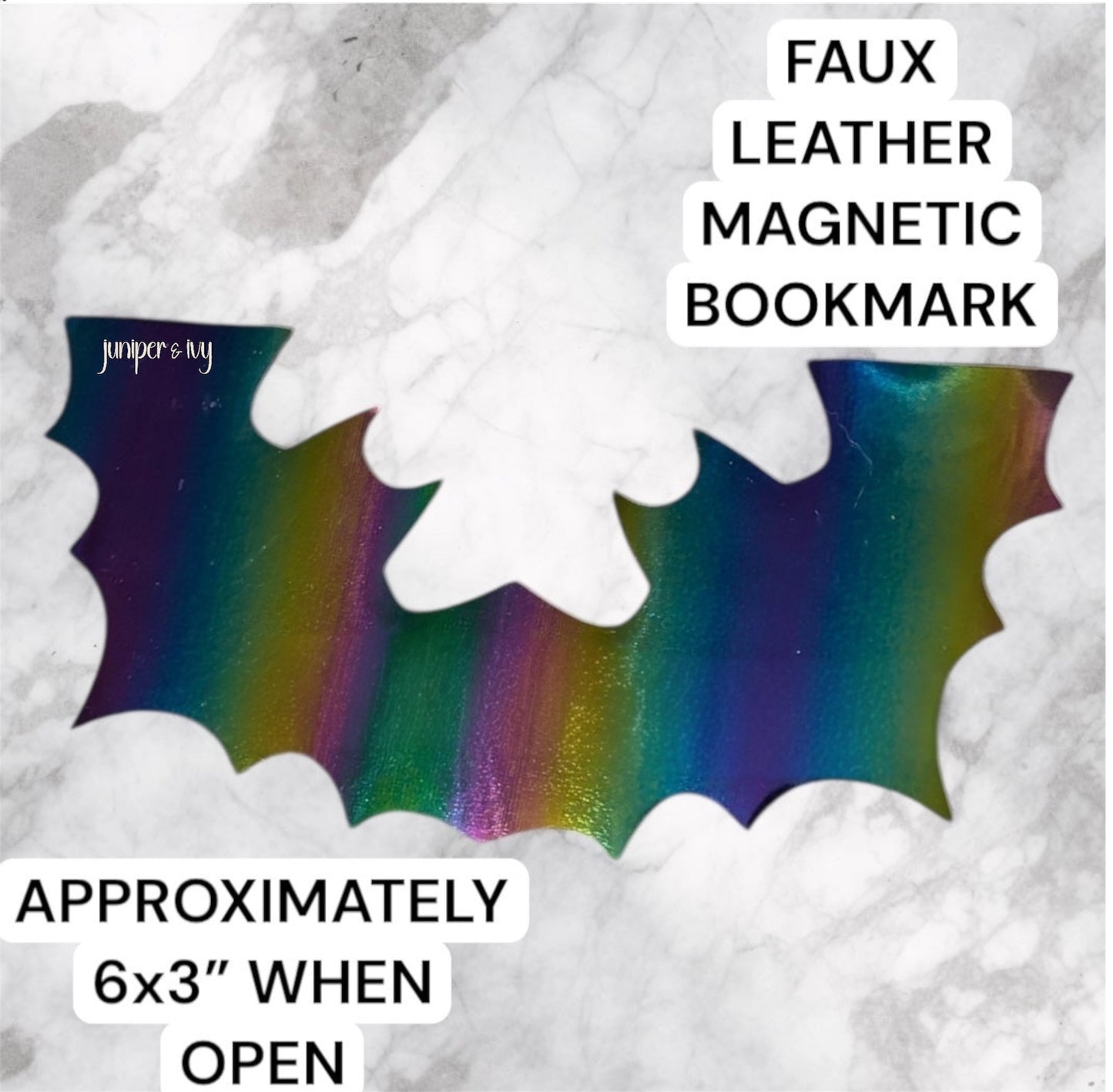 Rainbow faux leather bat bookmark