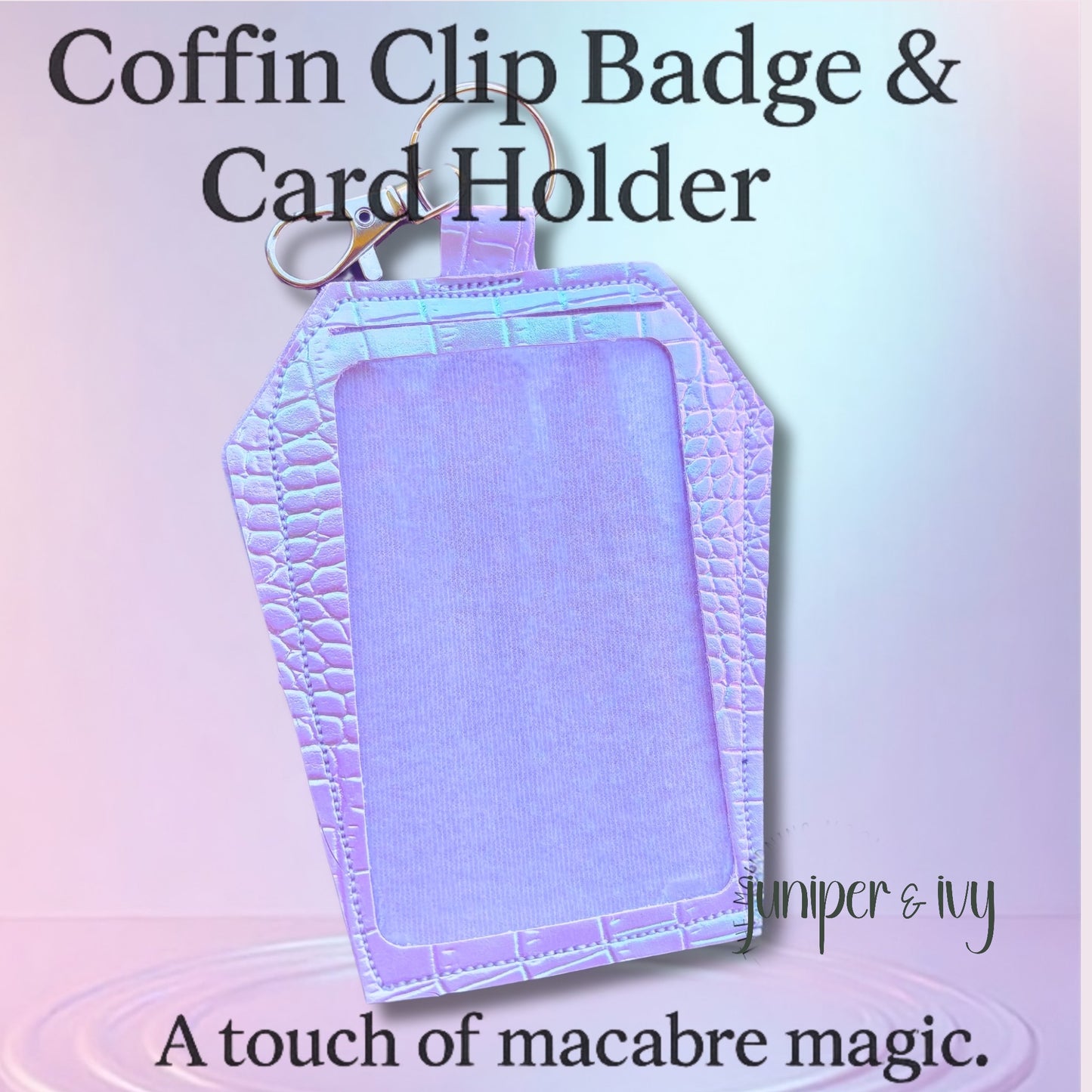Pastel Coffin Clip Badge & Card Holder Keychain