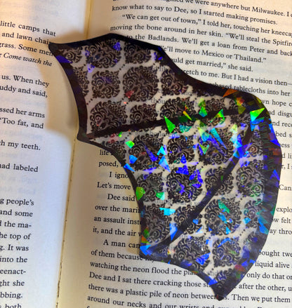 Holographic rainbow transparent damask batwing bookmark