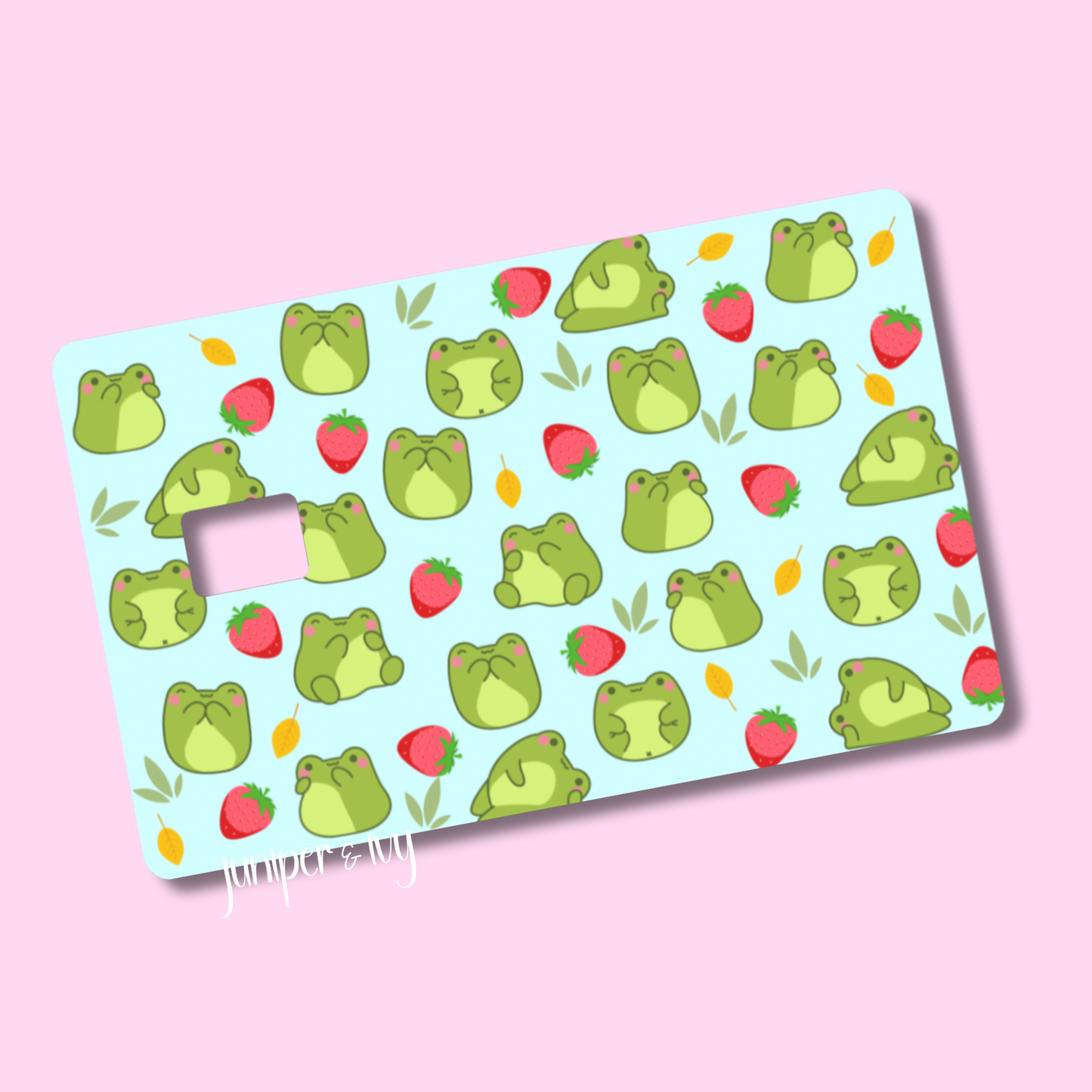 Frogs and strawberries credit card skin