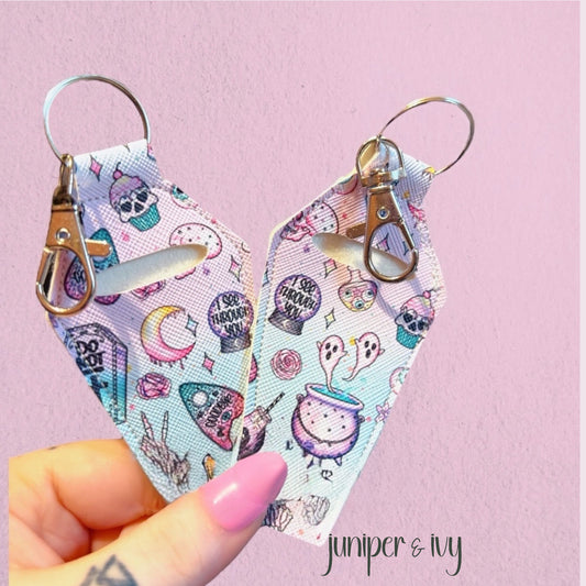 Pastel goth coffin lip balm keychain