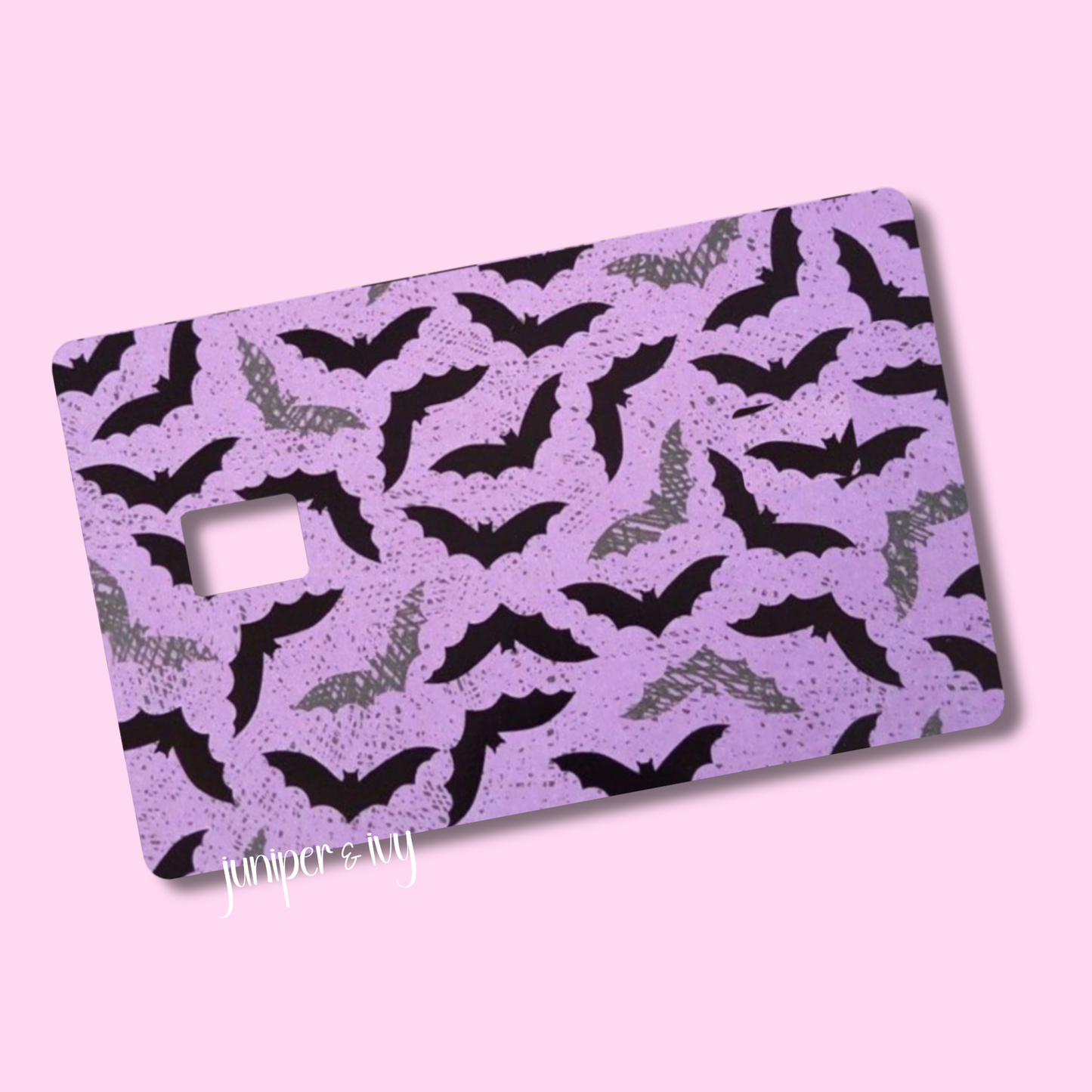Pastel purple bats credit card skin