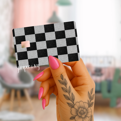 Black and silver checkered credit card skin