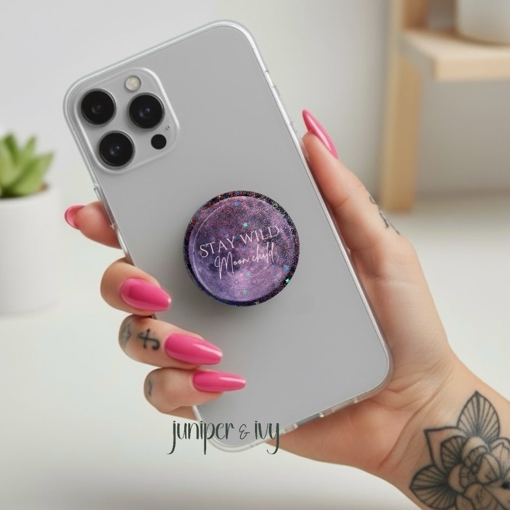 Stay wild moon child moon glass dome phone grip