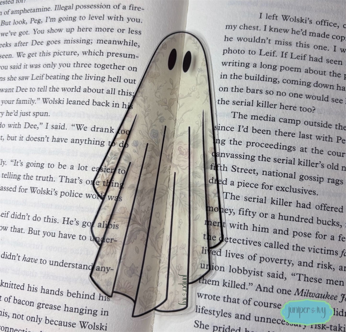 Vintage Floral ghost transparent bookmark