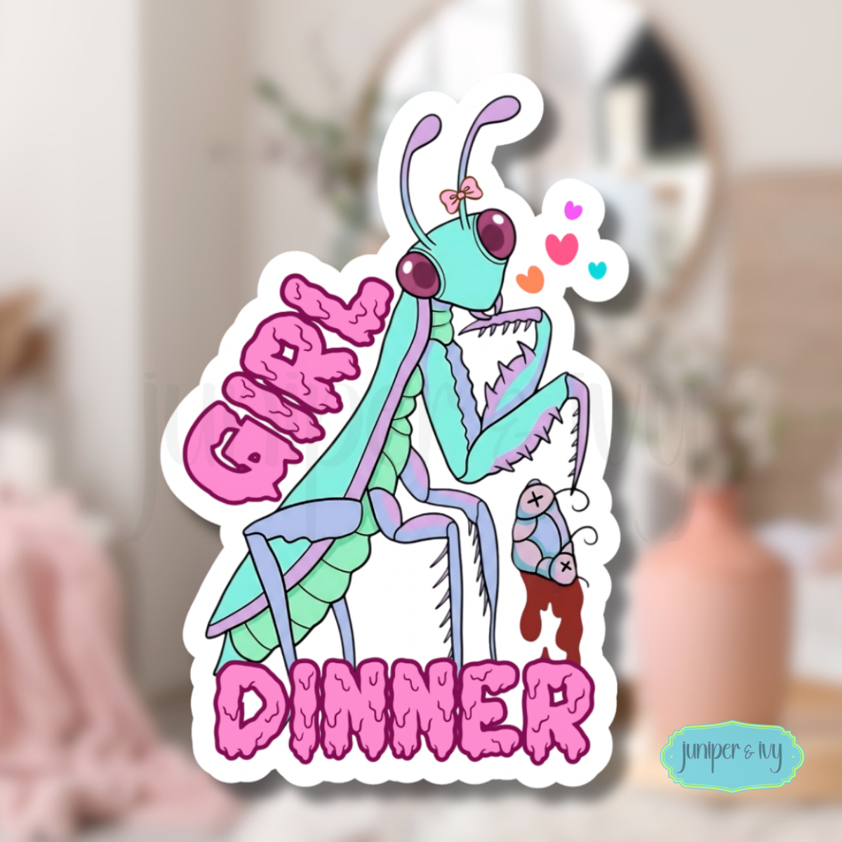 Girl dinner mantis sticker