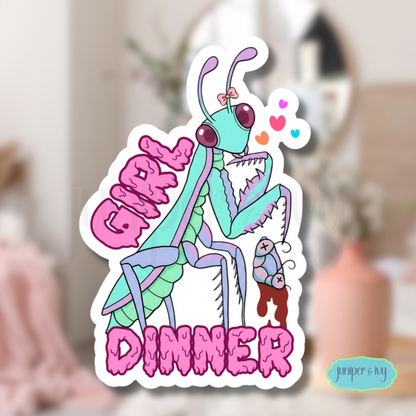 Girl dinner mantis sticker