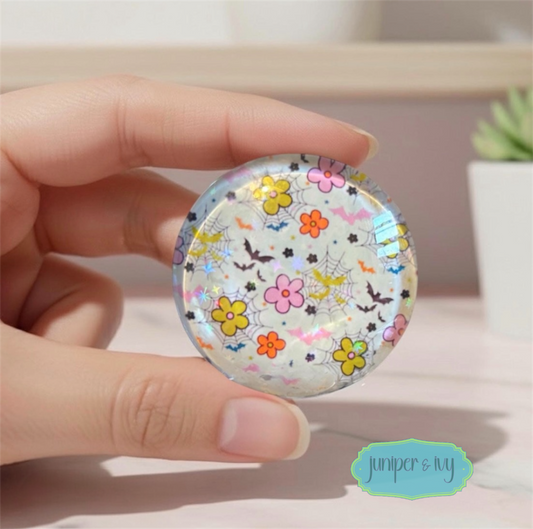 Spooky floral glass dome phone grip