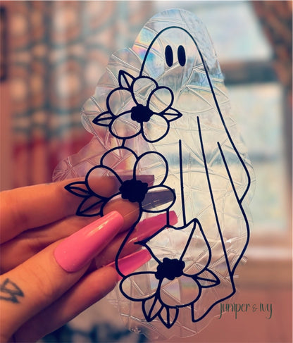 Floral ghost sun catcher window cling