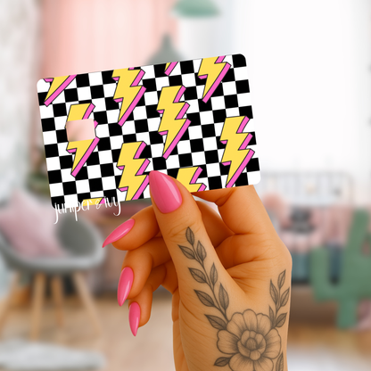 lightning bolt checkered credit card skinn