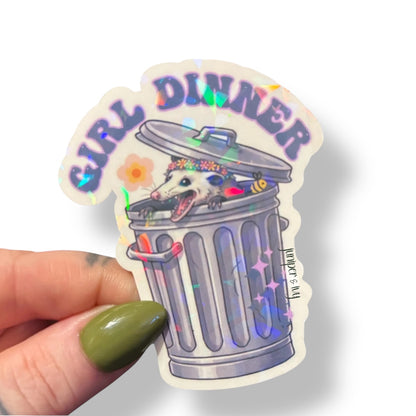 Girl dinner possum sticker