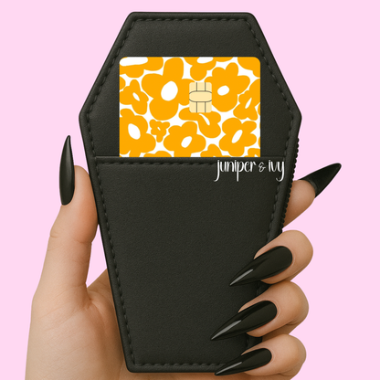 Retro yellow floral credit card skin