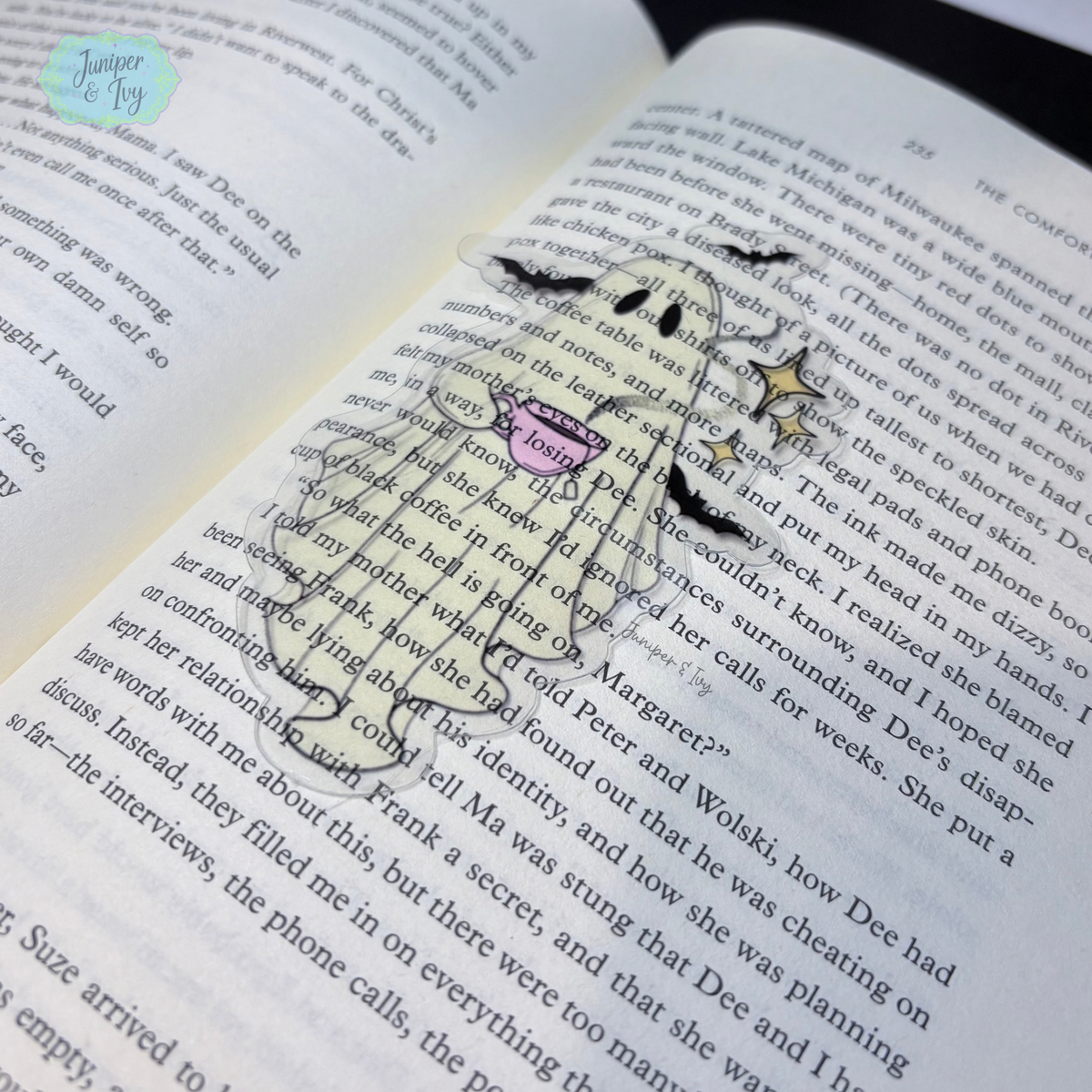 Tea cup ghost transparent bookmark