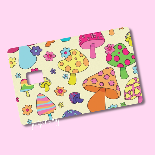 Retro mushroom floral credit card skin