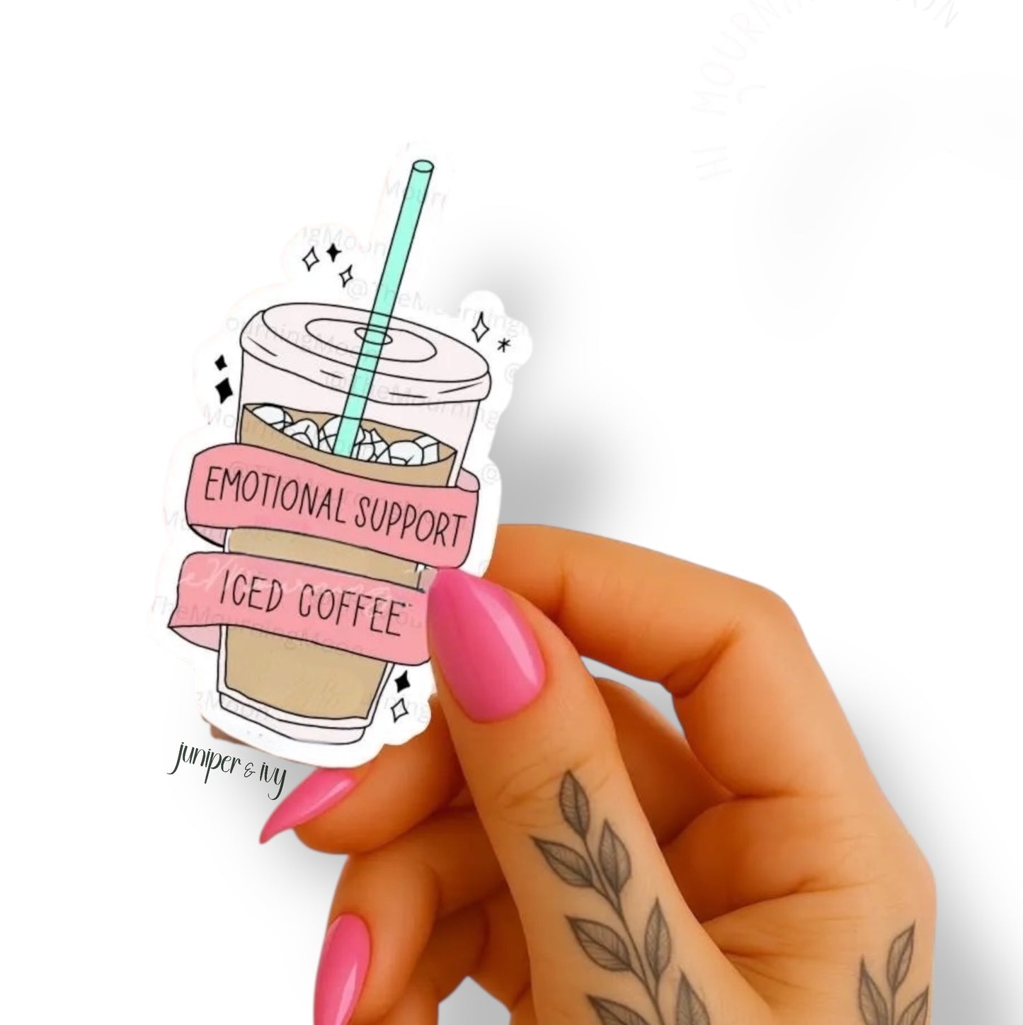 Emotional support iced coffee sticker