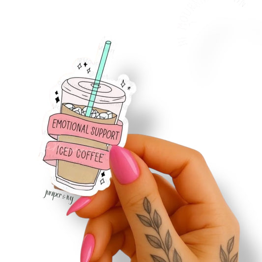 Emotional support iced coffee sticker