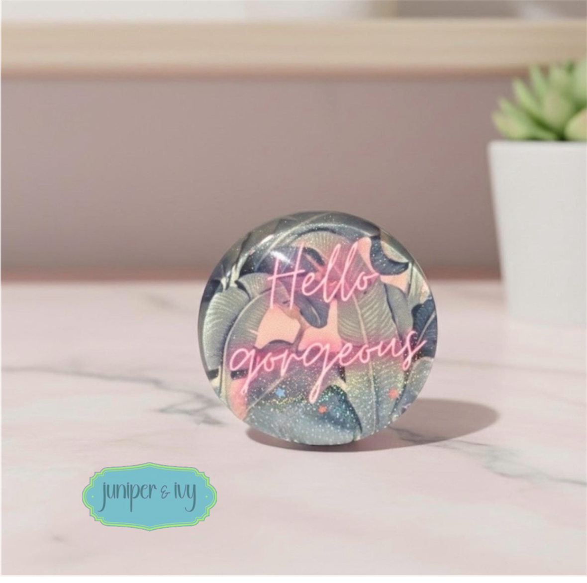 Hello gorgeous glass dome phone grip