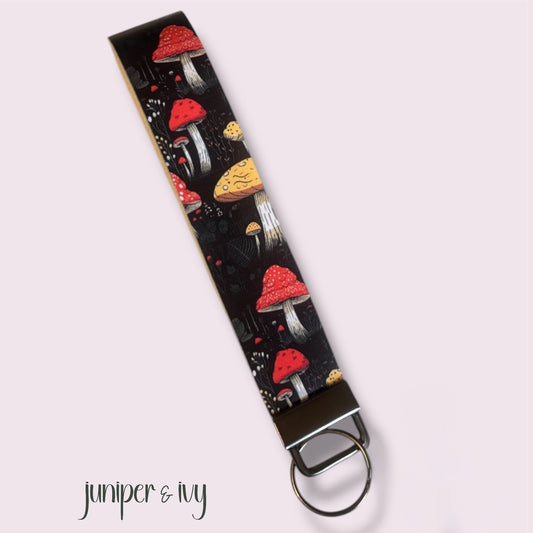 Mushroom faux leather wristlet