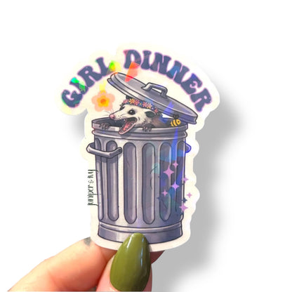 Girl dinner possum sticker