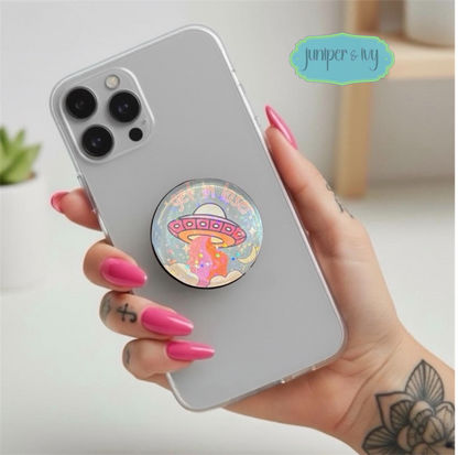 Retro get in loser UFO glass dome phone grip