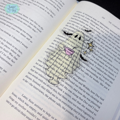Tea cup ghost transparent bookmark