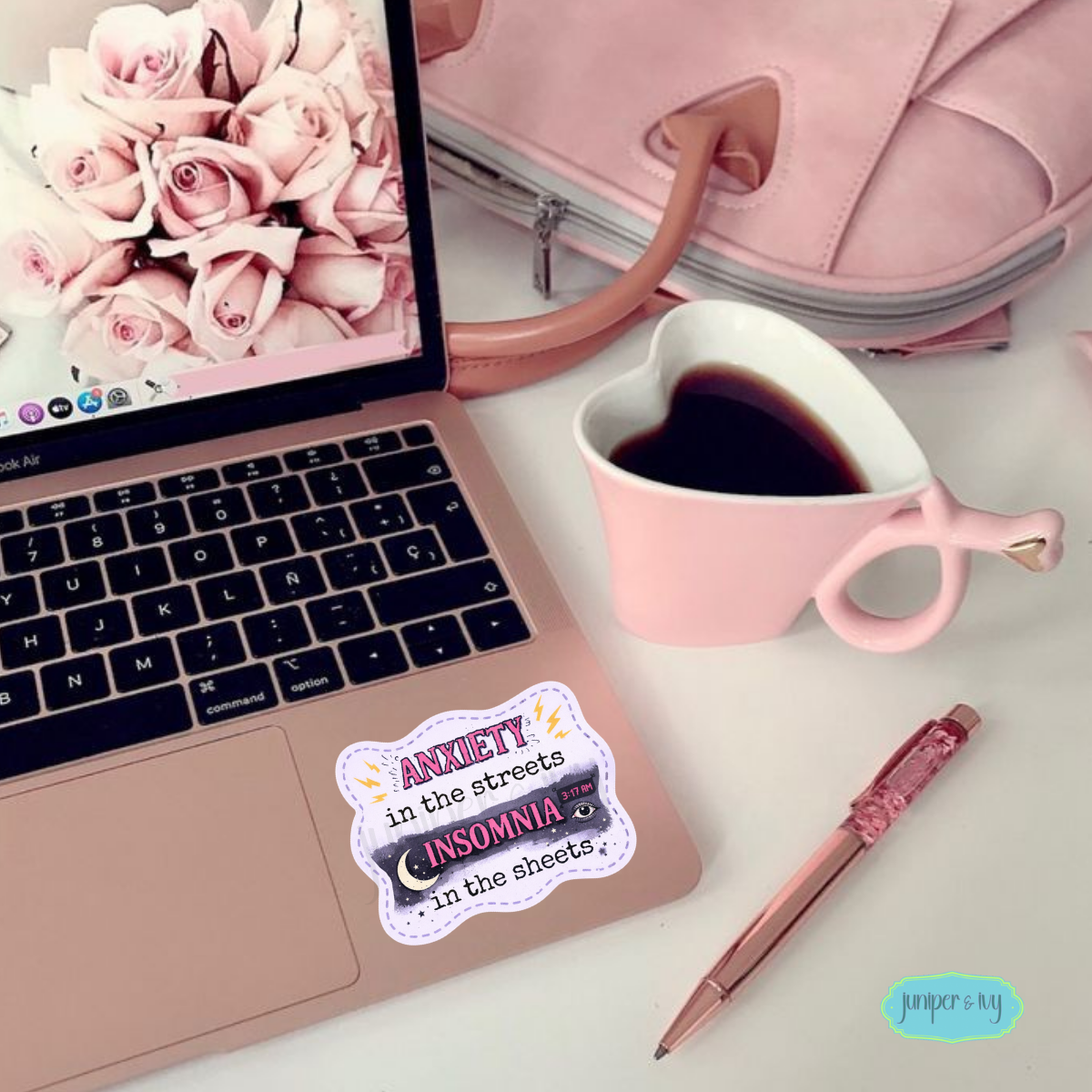 Anxiety in the streets, insomnia in the sheets vinyl sticker