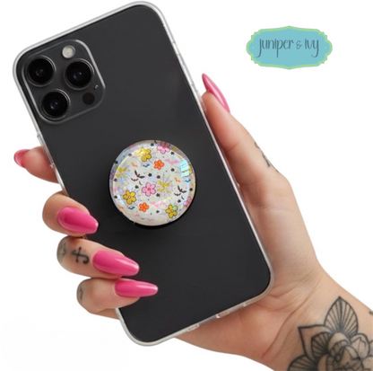 Spooky floral glass dome phone grip