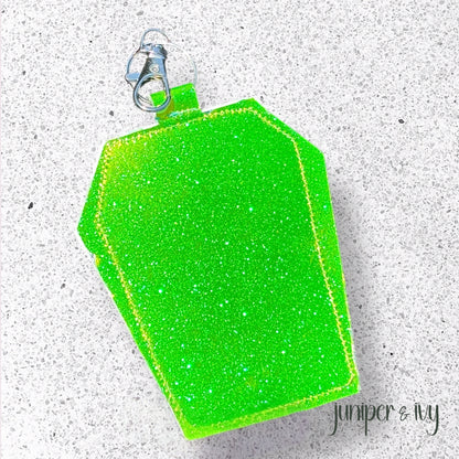 Green holo Coffin Clip Badge & Card Holder Keychain