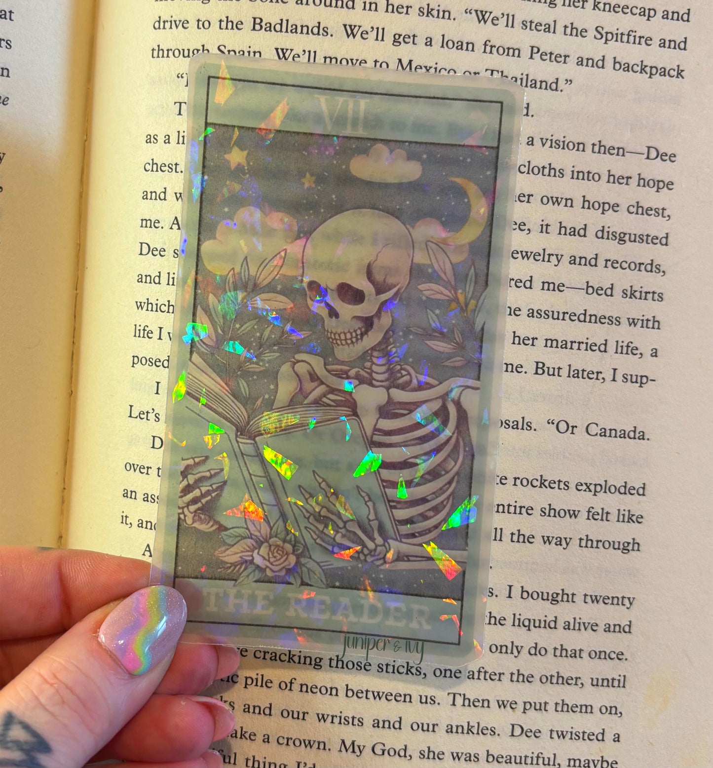 Holographic rainbow transparent tarot card bookmark
