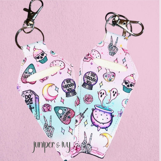 Pastel goth coffin lip balm keychain