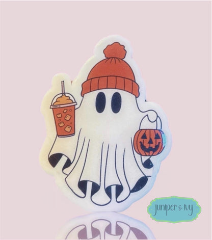 Iced coffee ghost shaped phone grip