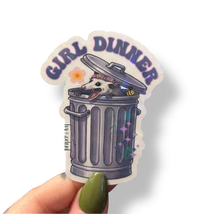 Girl dinner possum sticker