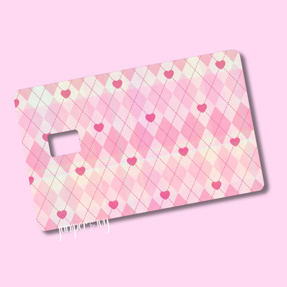 Pink plaid credit card skin