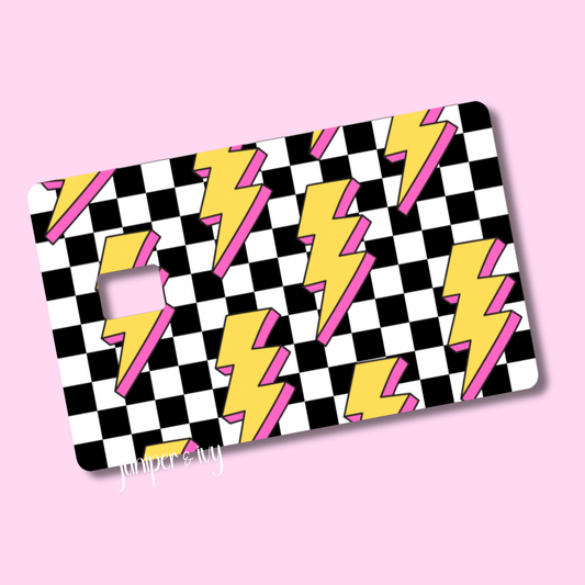 lightning bolt checkered credit card skinn