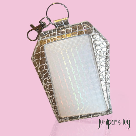 Gold Coffin Clip Badge & Card Holder Keychain