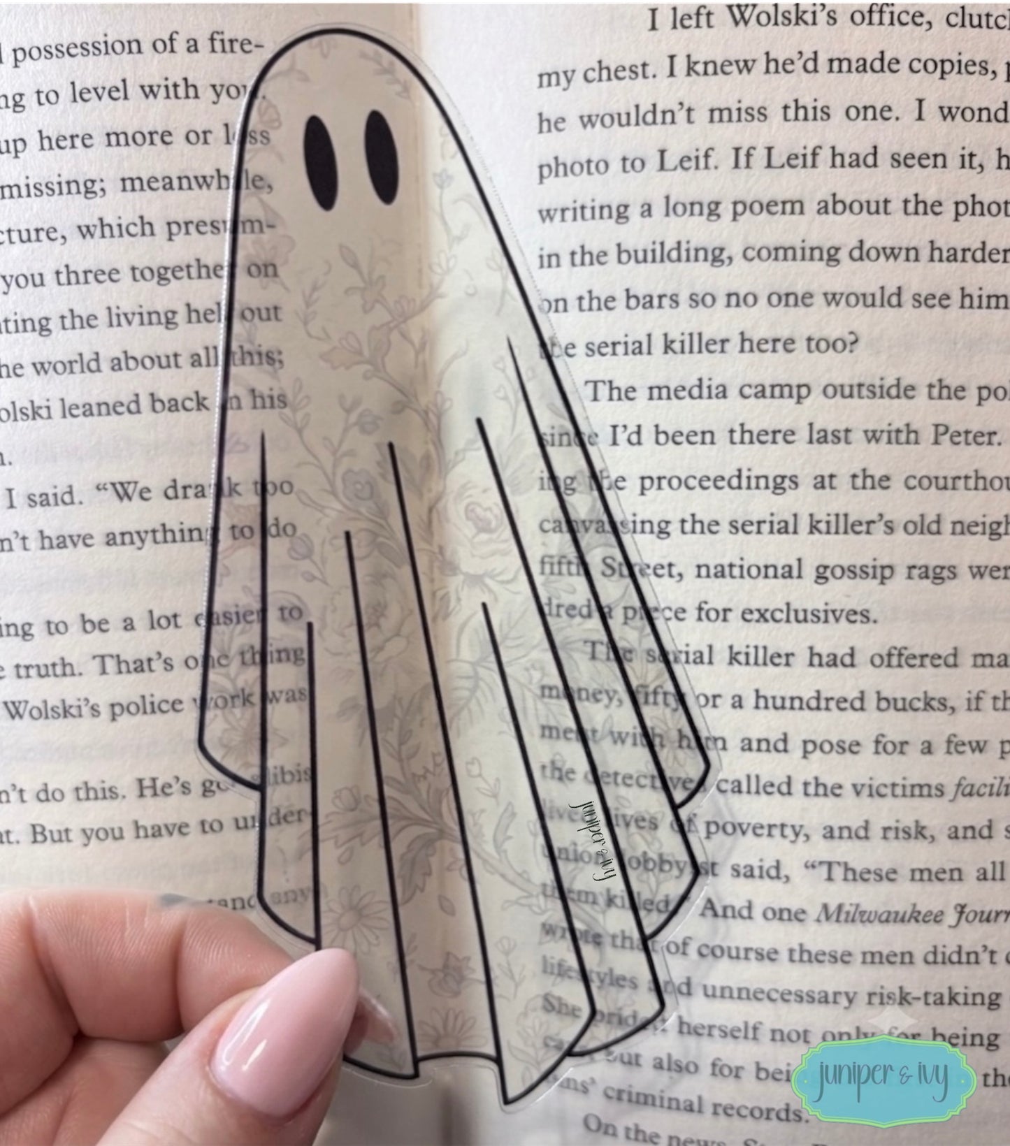 Vintage Floral ghost transparent bookmark