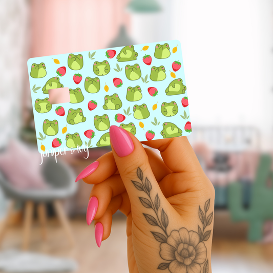 Frogs and strawberries credit card skin