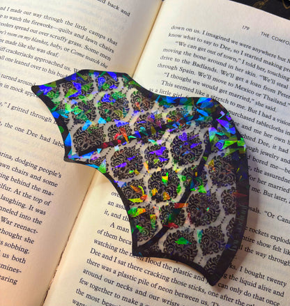 Holographic rainbow transparent damask batwing bookmark