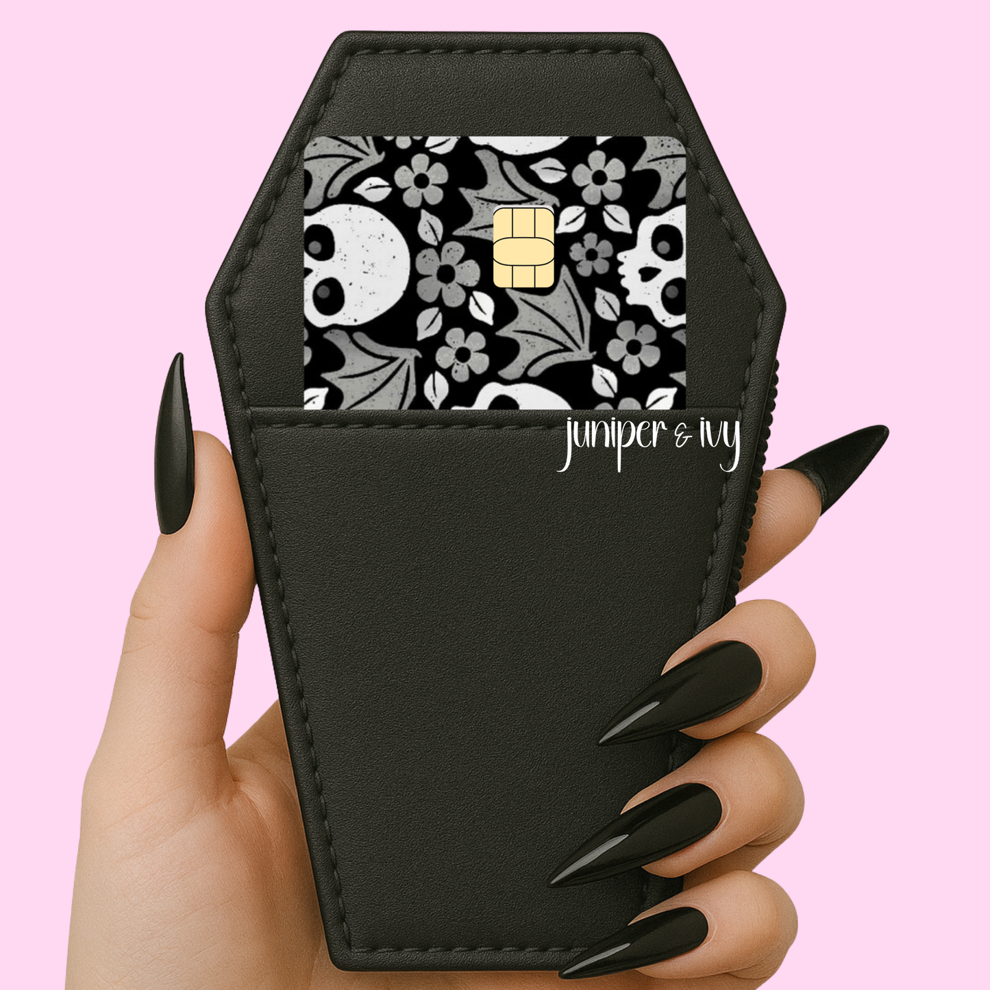 Winged skulls credit card skin