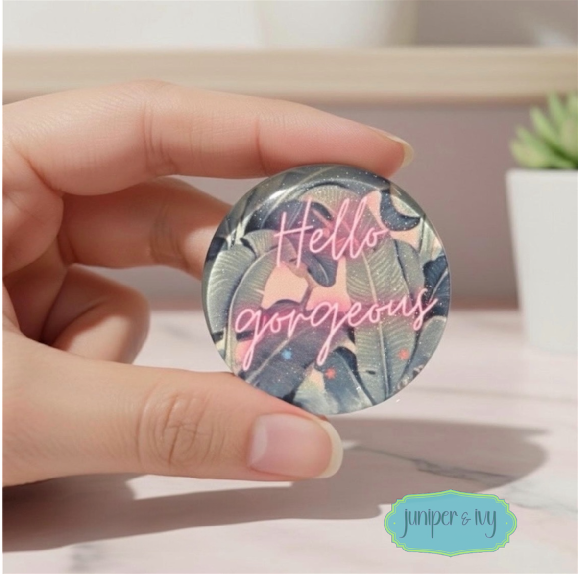 Hello gorgeous glass dome phone grip